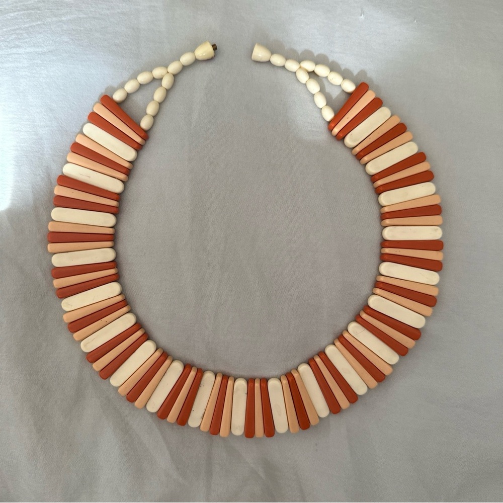 Avon Sirocco Stick Terracotta Collar Bib Necklace 1988 Vintage Book Piece
